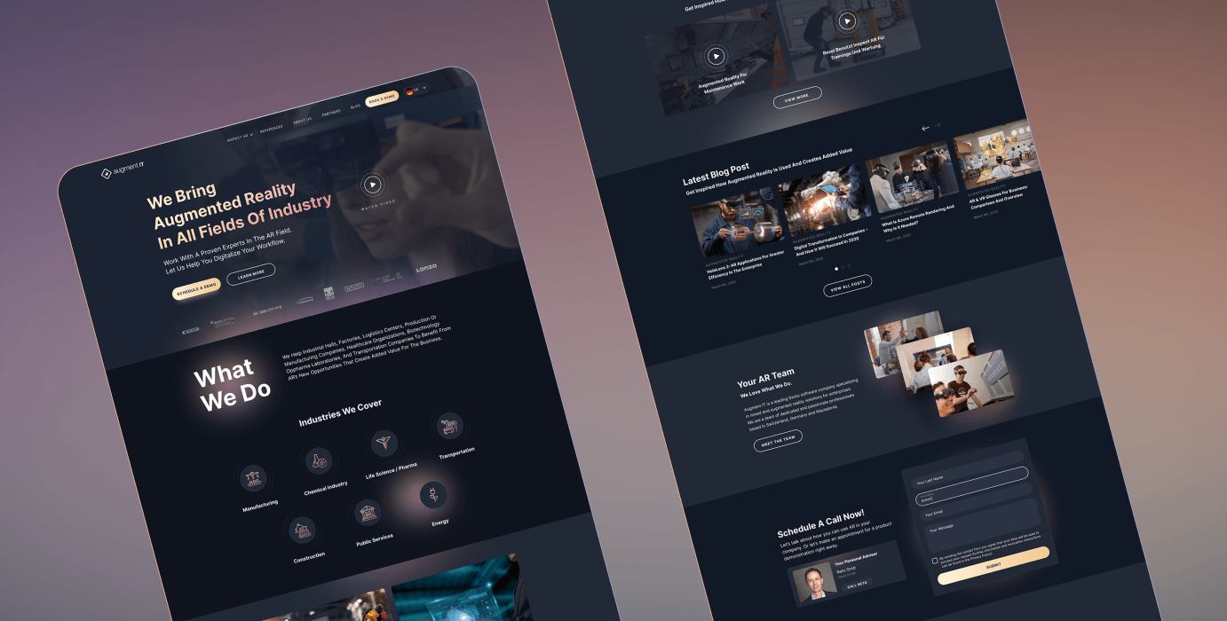 Website design for a company showcasing the company\'s brand and services.