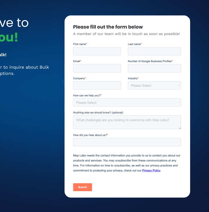 Design of a business form showcasing sections for inputting details.