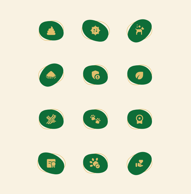A collection of icons with different symbols used in the True Canine website.