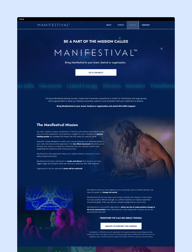 Manifestival website, Partner page.