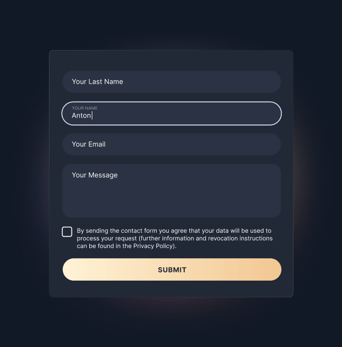 Fillable form with submit button.