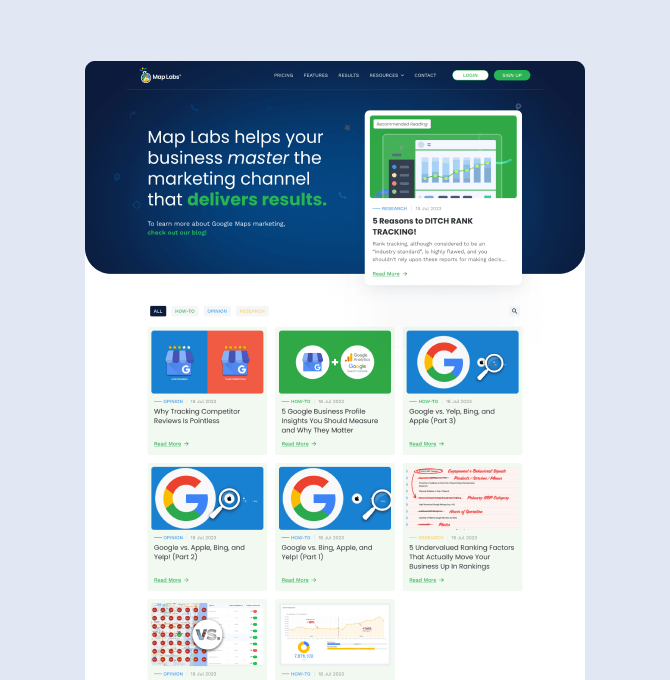A screenshot of Map Labs blog page.