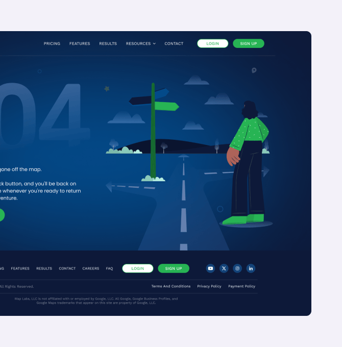 A screenshot of Map Labs 404 page.