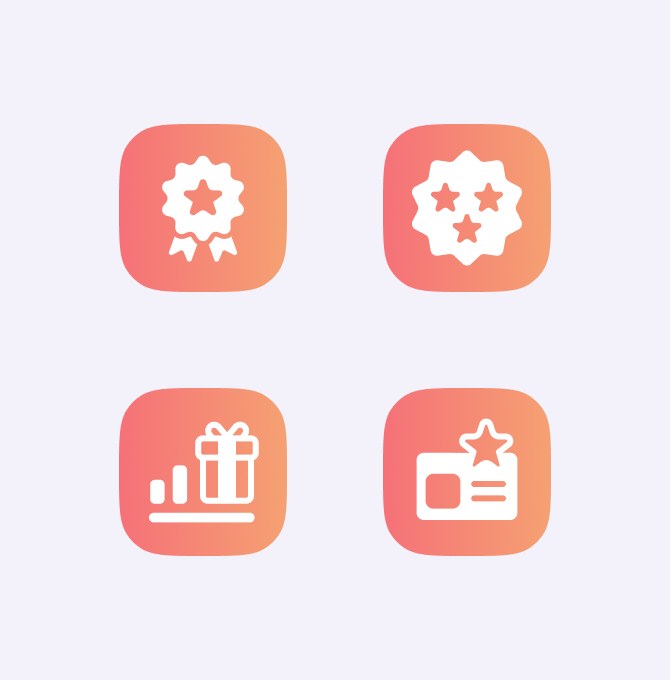 A collection of four unique icons used in Gratia's website.