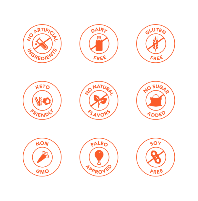 A variety of orange icons used in the Rootz website.