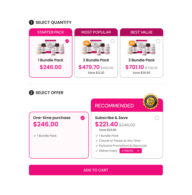 Screenshot of a Healthy Bones Co. product bundle with prices.