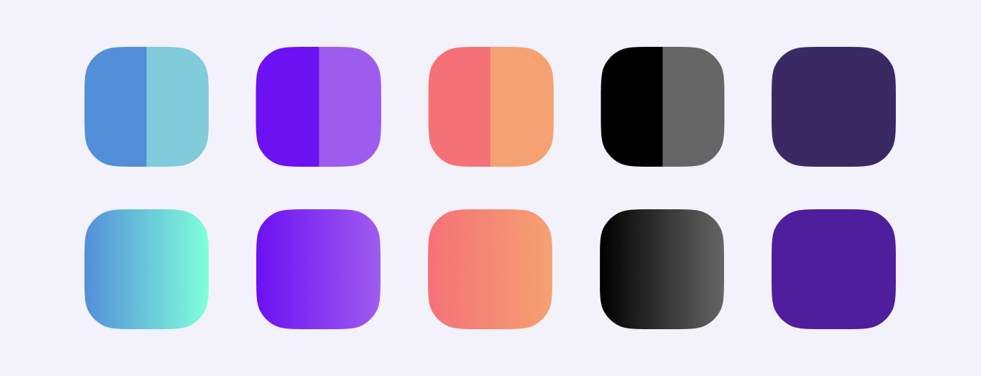 The color palate of Gratia ranges from blue to purple to orange to black.
