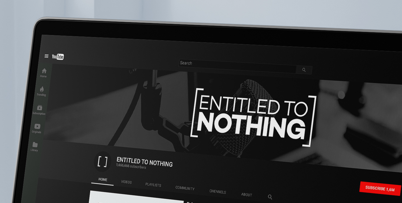 The Youtube channel of the brand Entitled to Nothing, showcasing their cover photo.