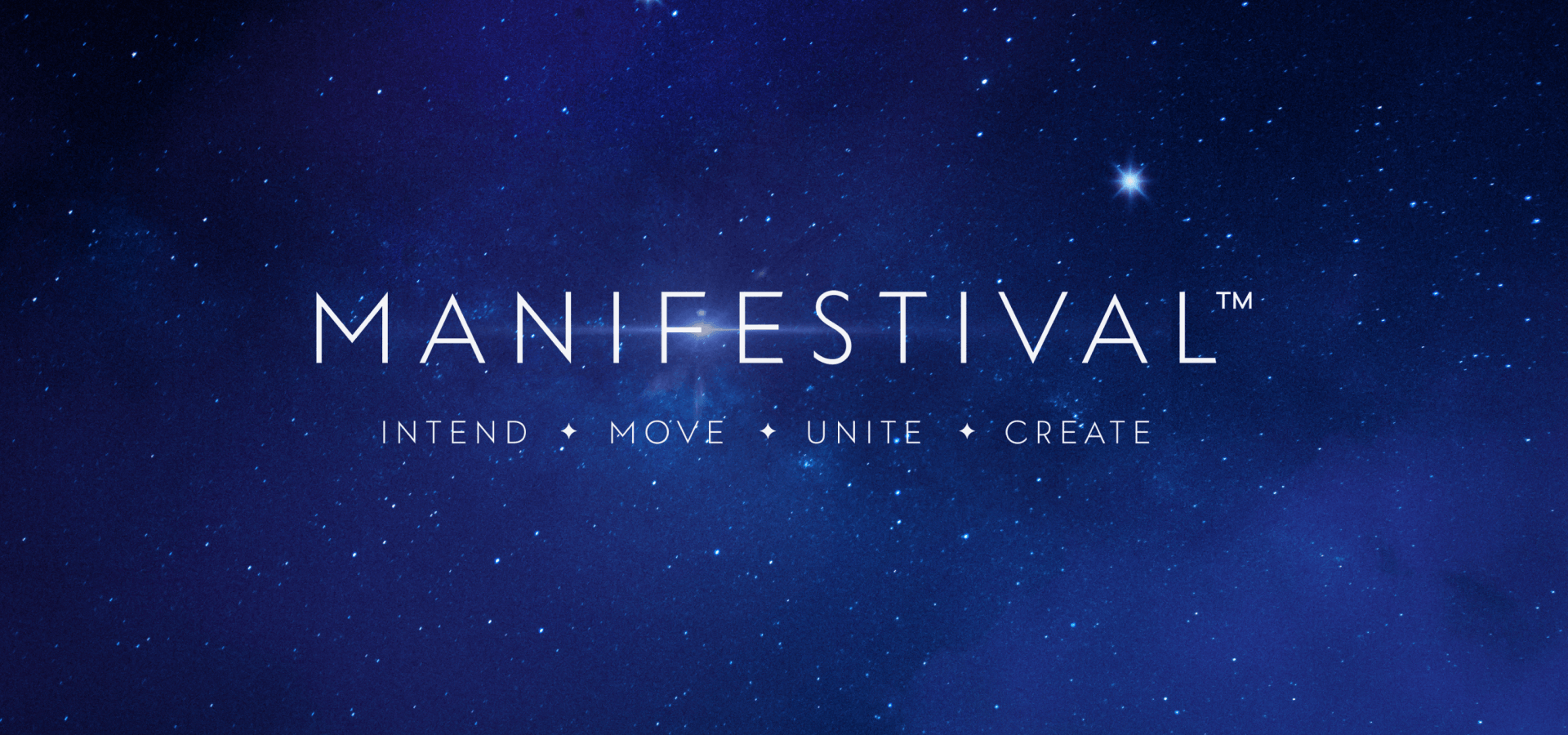 Manifestival logo on a blue background with stars.