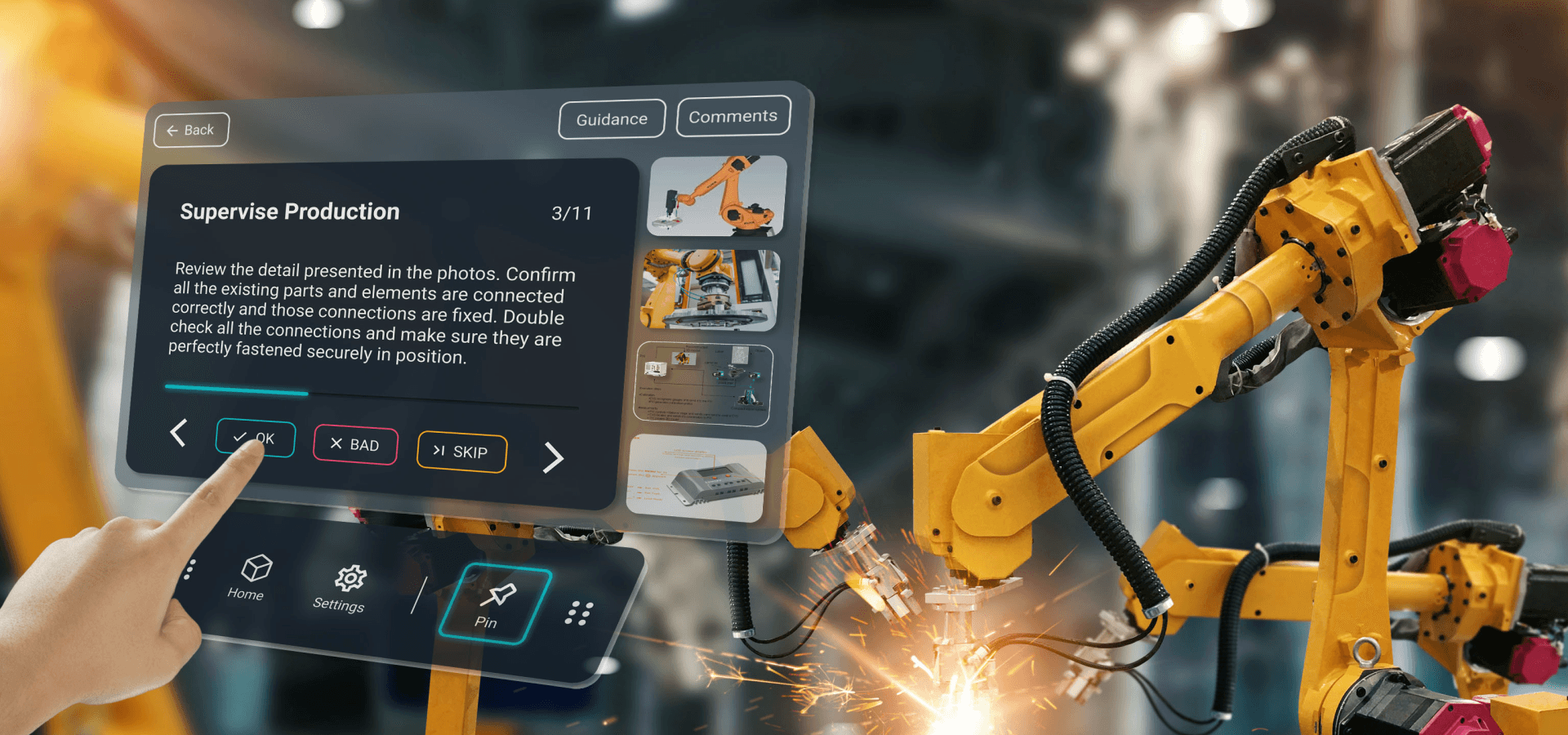 Robotic arms in industrial setting.